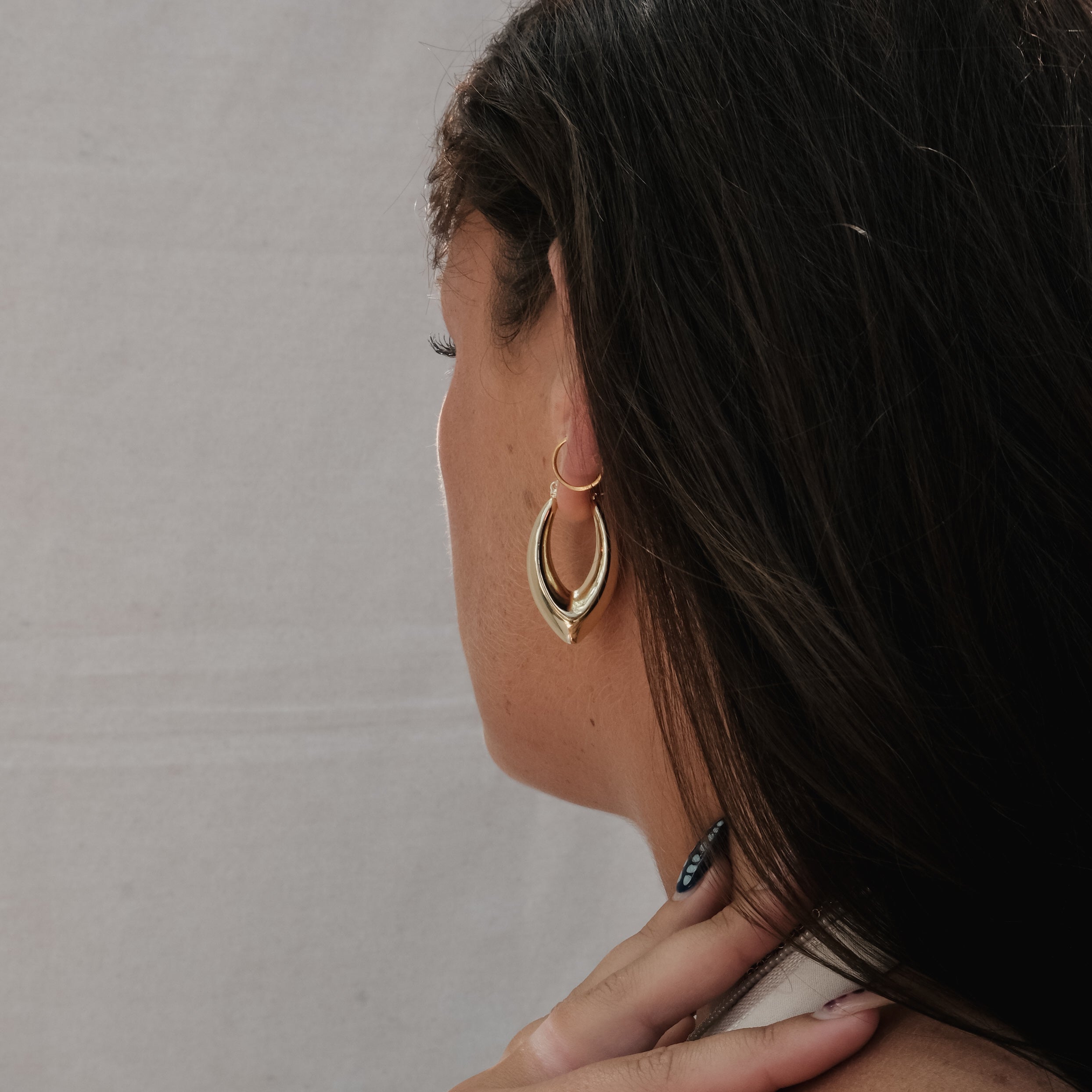 GEOMETRIC OVAL & CHUNKY HOOP EARRINGS GOLD | My Bohemian Store